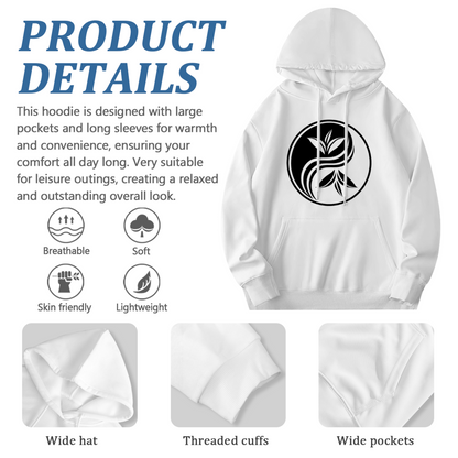 Minimalist Yin Yang Tea Leaf Zen Graphic Hoodie, Unisex Relax Daily Wear