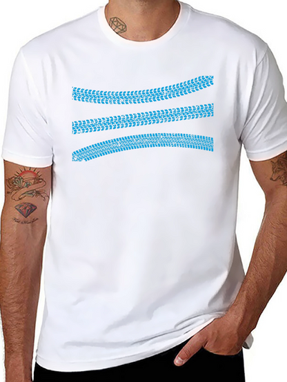Tracked Ride Tee: Blue Tire Track Graphic T-Shirt