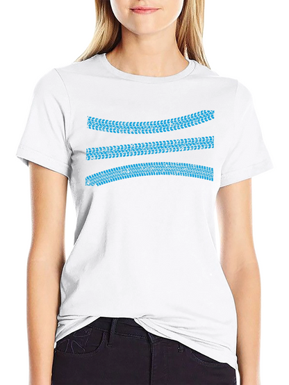 Tracked Ride Tee: Blue Tire Track Graphic T-Shirt