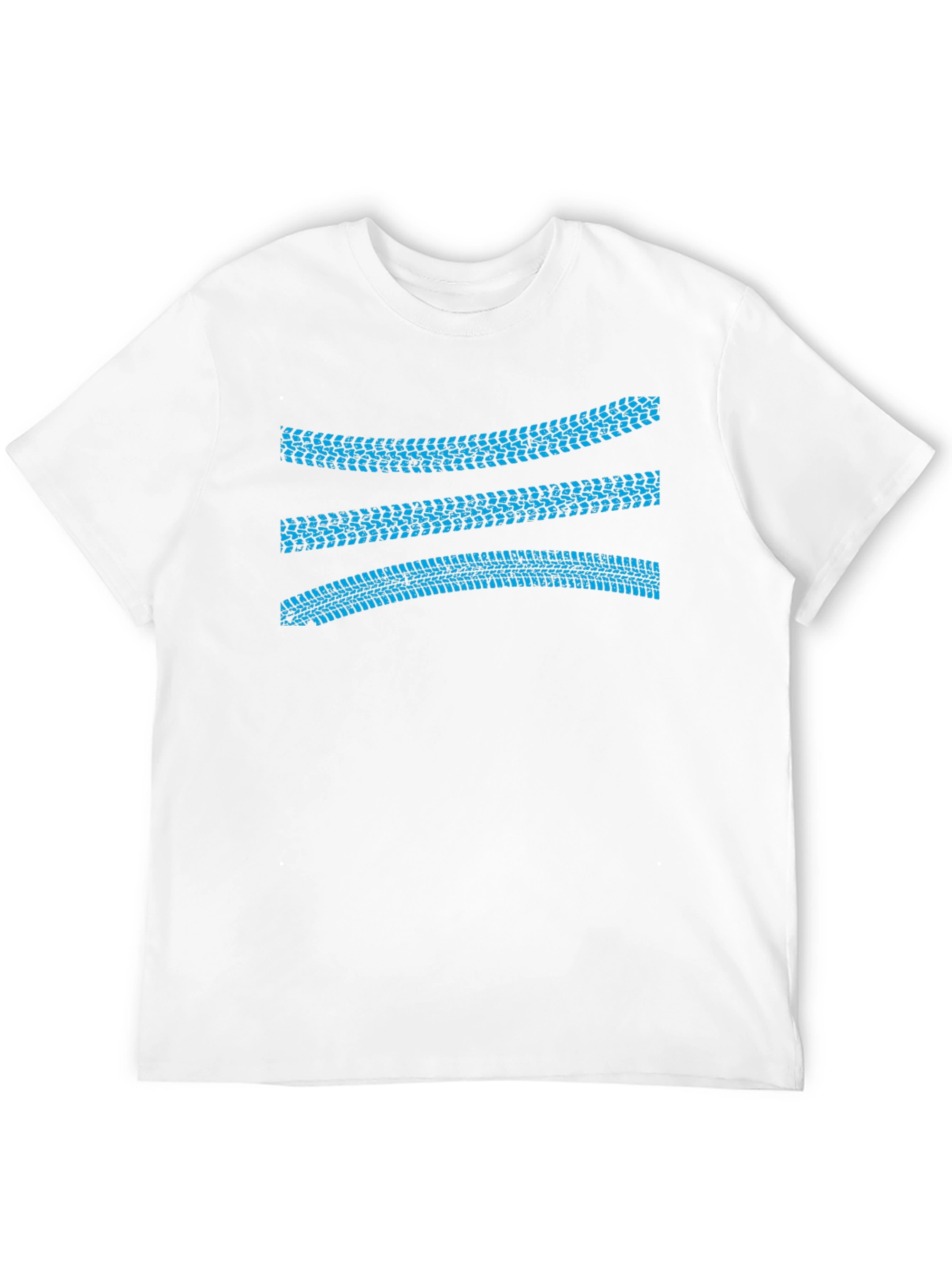 Tracked Ride Tee: Blue Tire Track Graphic T-Shirt