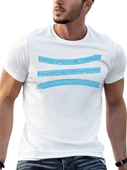 Tracked Ride Tee: Blue Tire Track Graphic T-Shirt