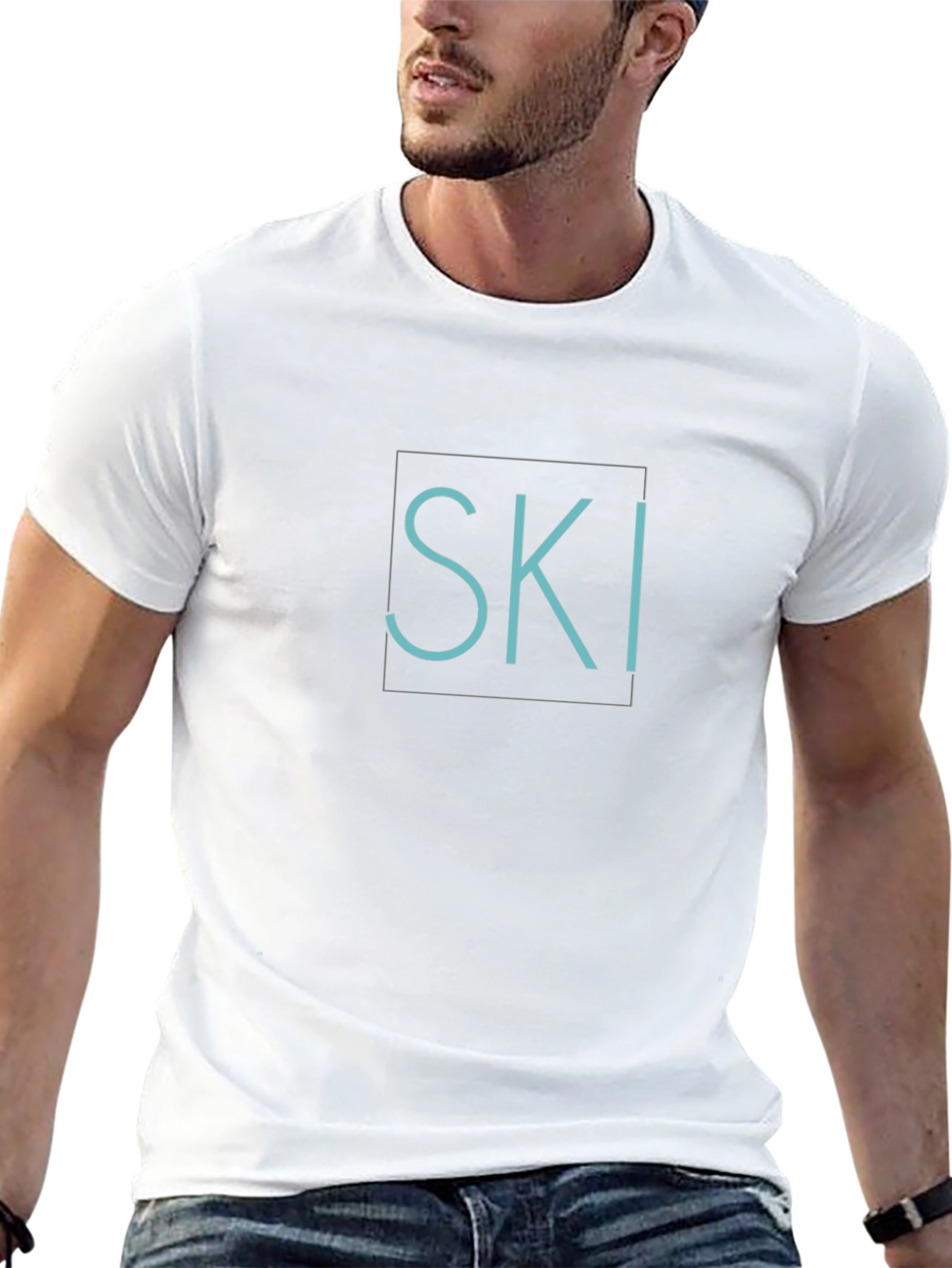 Mens Black T-Shirt - Ski Design