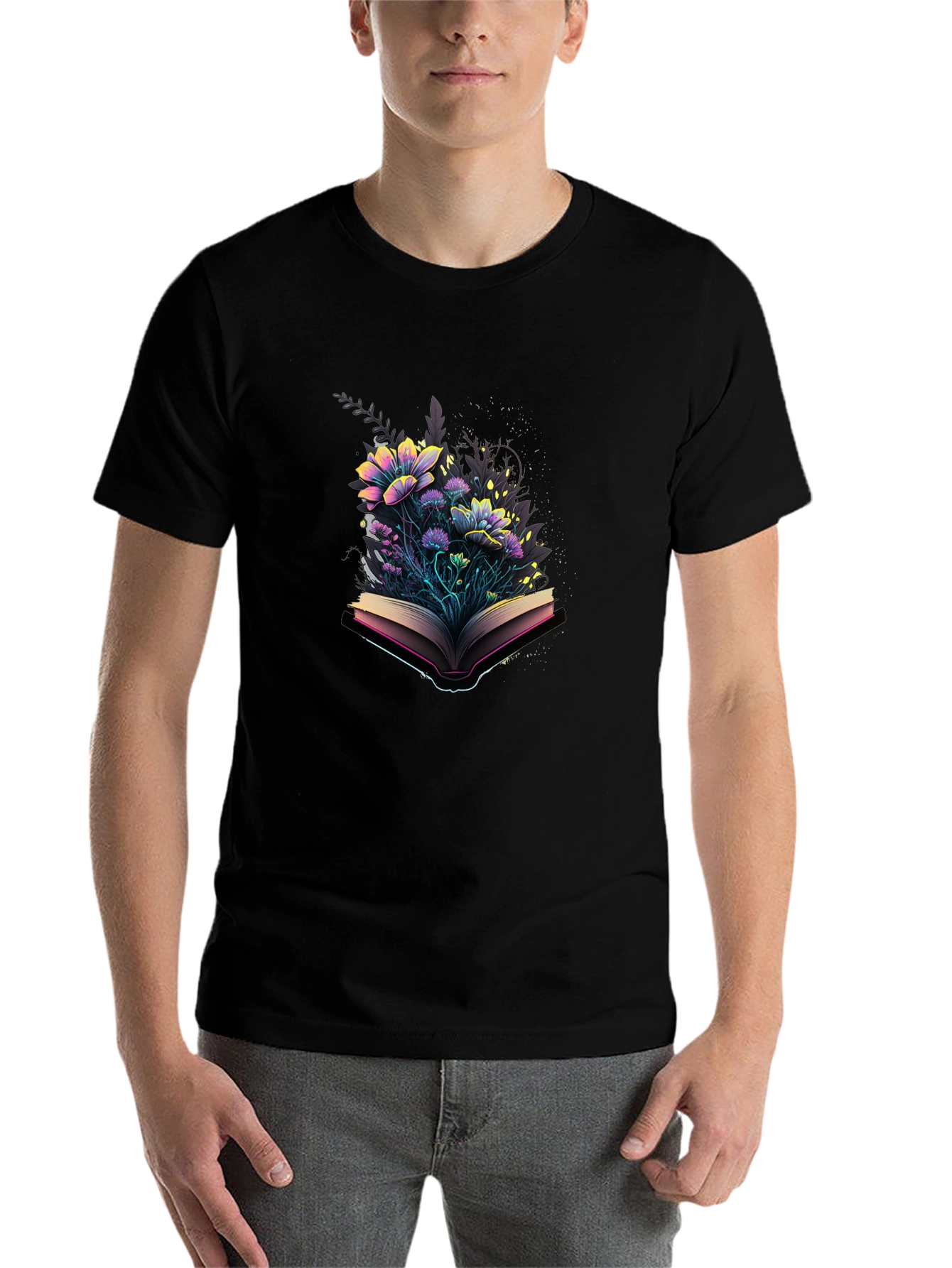 Floral Book T-Shirt - Literary Style