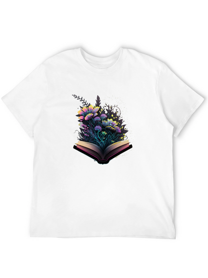 Floral Book T-Shirt - Literary Style