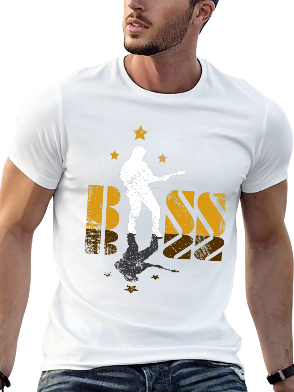Bass Guitar Musician Black Graphic T-Shirt