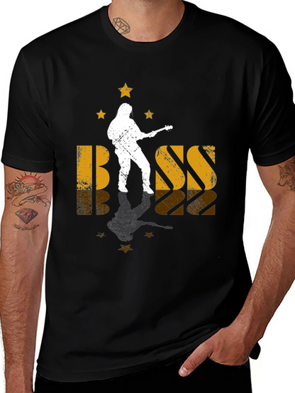 Bass Guitar Musician Black Graphic T-Shirt