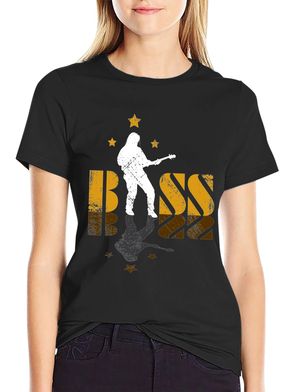 Bass Guitar Musician Black Graphic T-Shirt