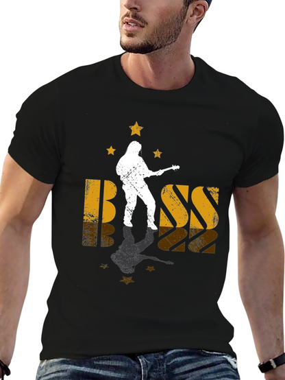 Bass Guitar Musician Black Graphic T-Shirt