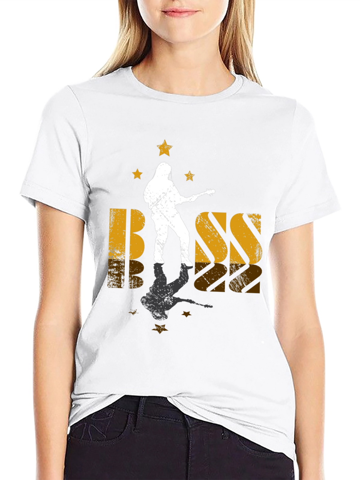 Bass Guitar Musician Black Graphic T-Shirt