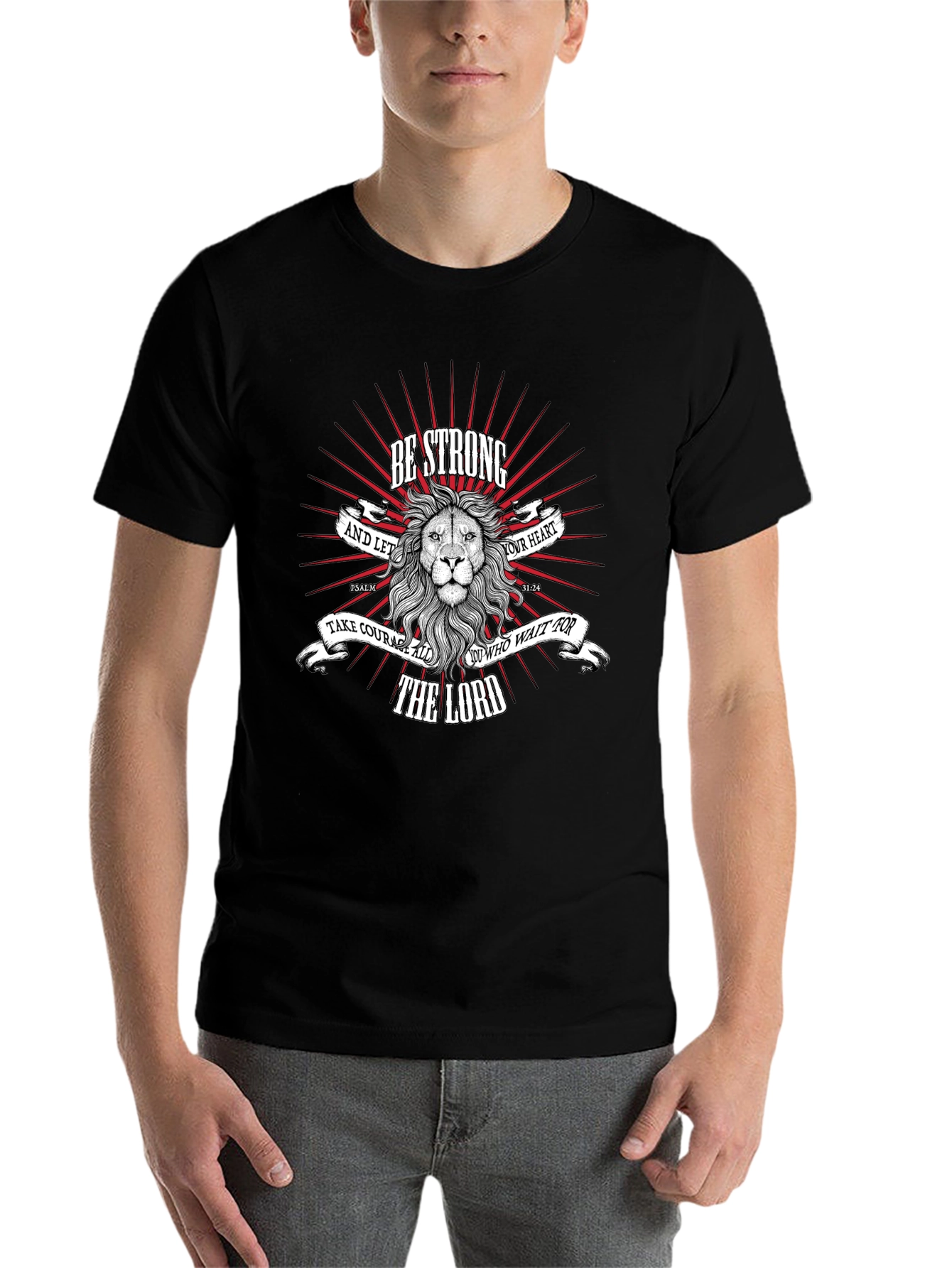Be Strong Lion Graphic T-Shirt - Christian Apparel