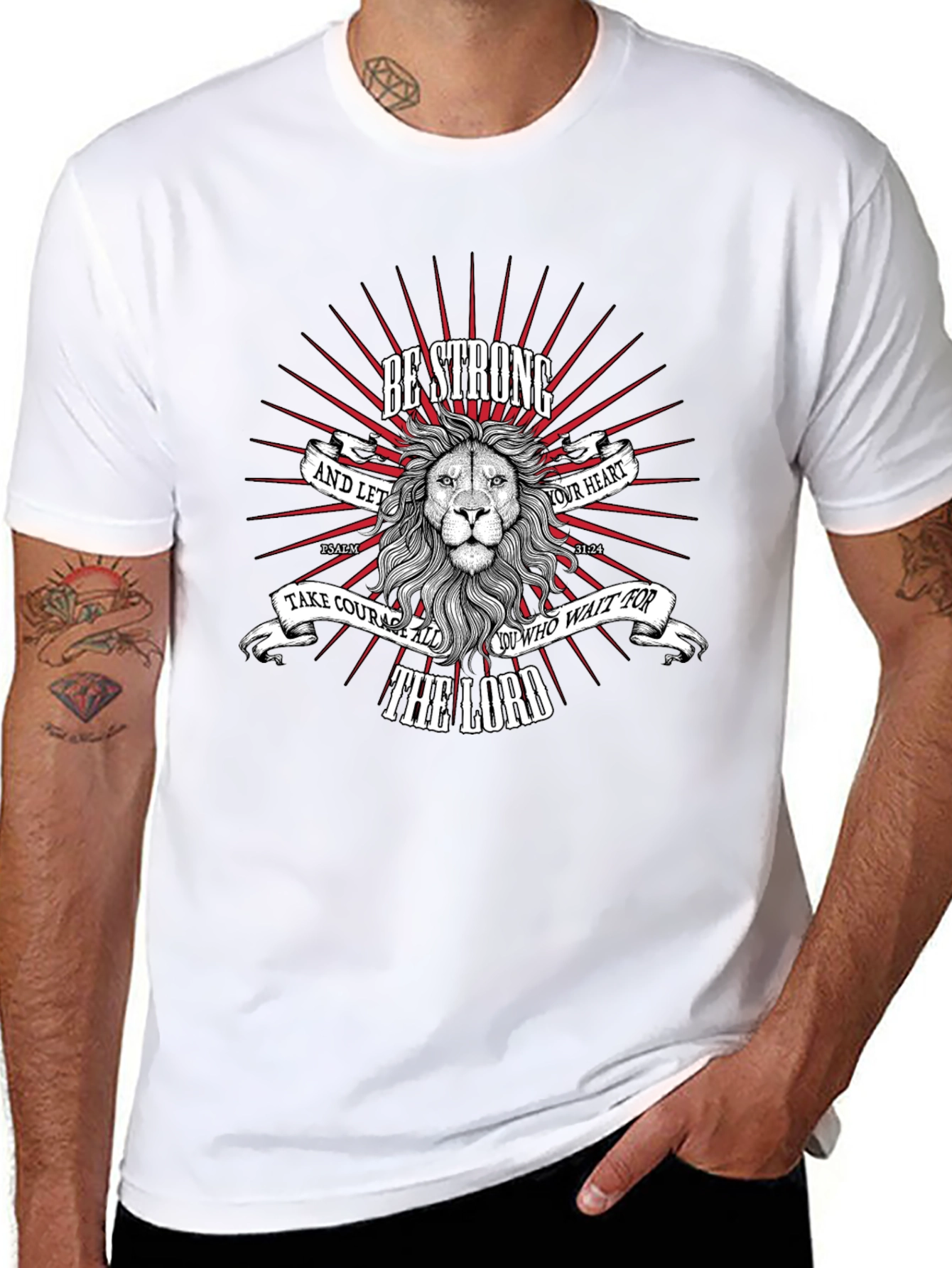 Be Strong Lion Graphic T-Shirt - Christian Apparel