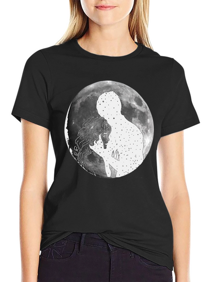 Celestial Embrace Graphic T-Shirt - Moonlit Love