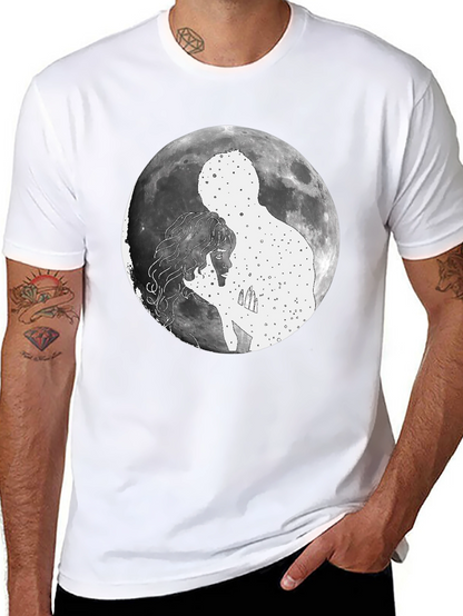 Celestial Embrace Graphic T-Shirt - Moonlit Love