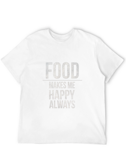 Food Makes Me Happy T-Shirt - Black Graphic Tee
