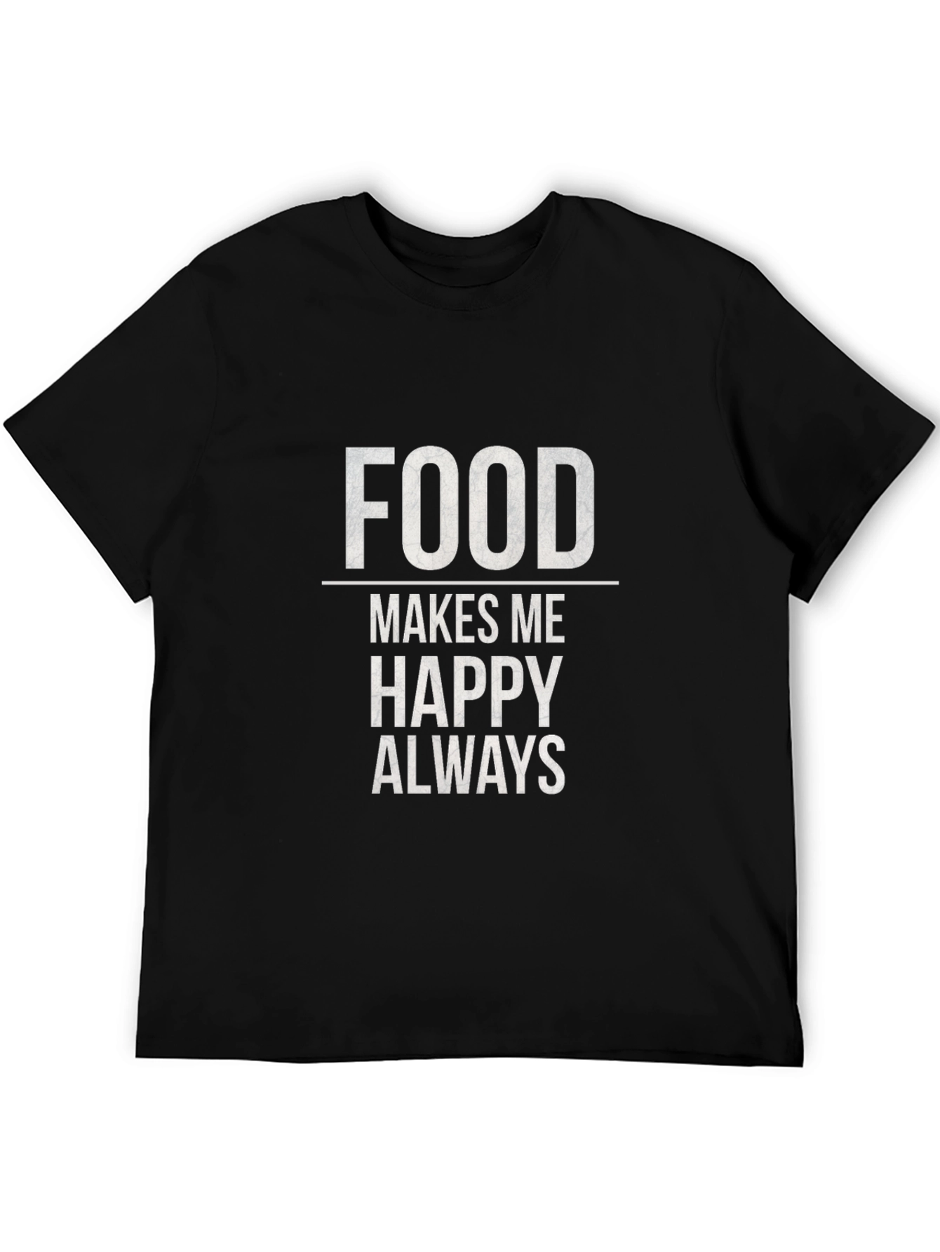 Food Makes Me Happy T-Shirt - Black Graphic Tee