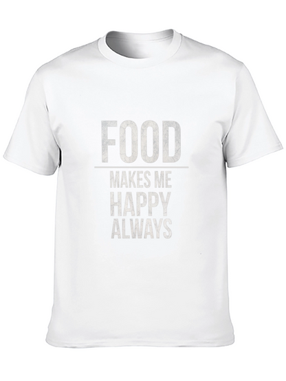 Food Makes Me Happy T-Shirt - Black Graphic Tee