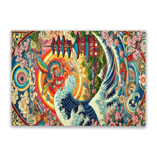 Oriental Fantasy Wave, Dragon & Phoenix ¨C Japanese Ukiyo?e Art Puzzle