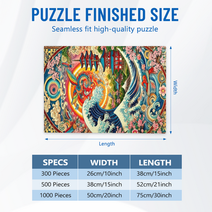 Oriental Fantasy Wave, Dragon & Phoenix ¨C Japanese Ukiyo?e Art Puzzle