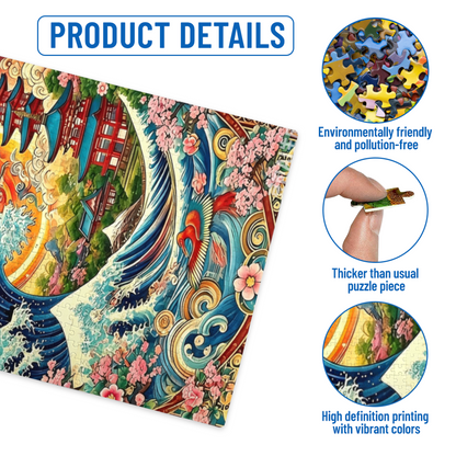 Oriental Fantasy Wave, Dragon & Phoenix ¨C Japanese Ukiyo?e Art Puzzle