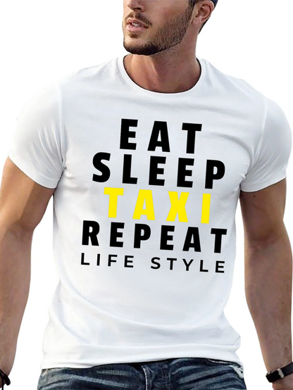 Eat Sleep Taxi Repeat Lifestyle Black T-Shirt