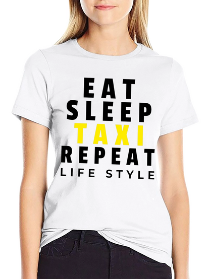 Eat Sleep Taxi Repeat Lifestyle Black T-Shirt