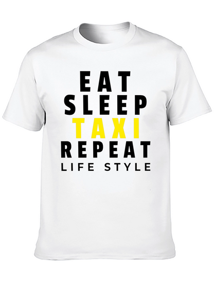 Eat Sleep Taxi Repeat Lifestyle Black T-Shirt