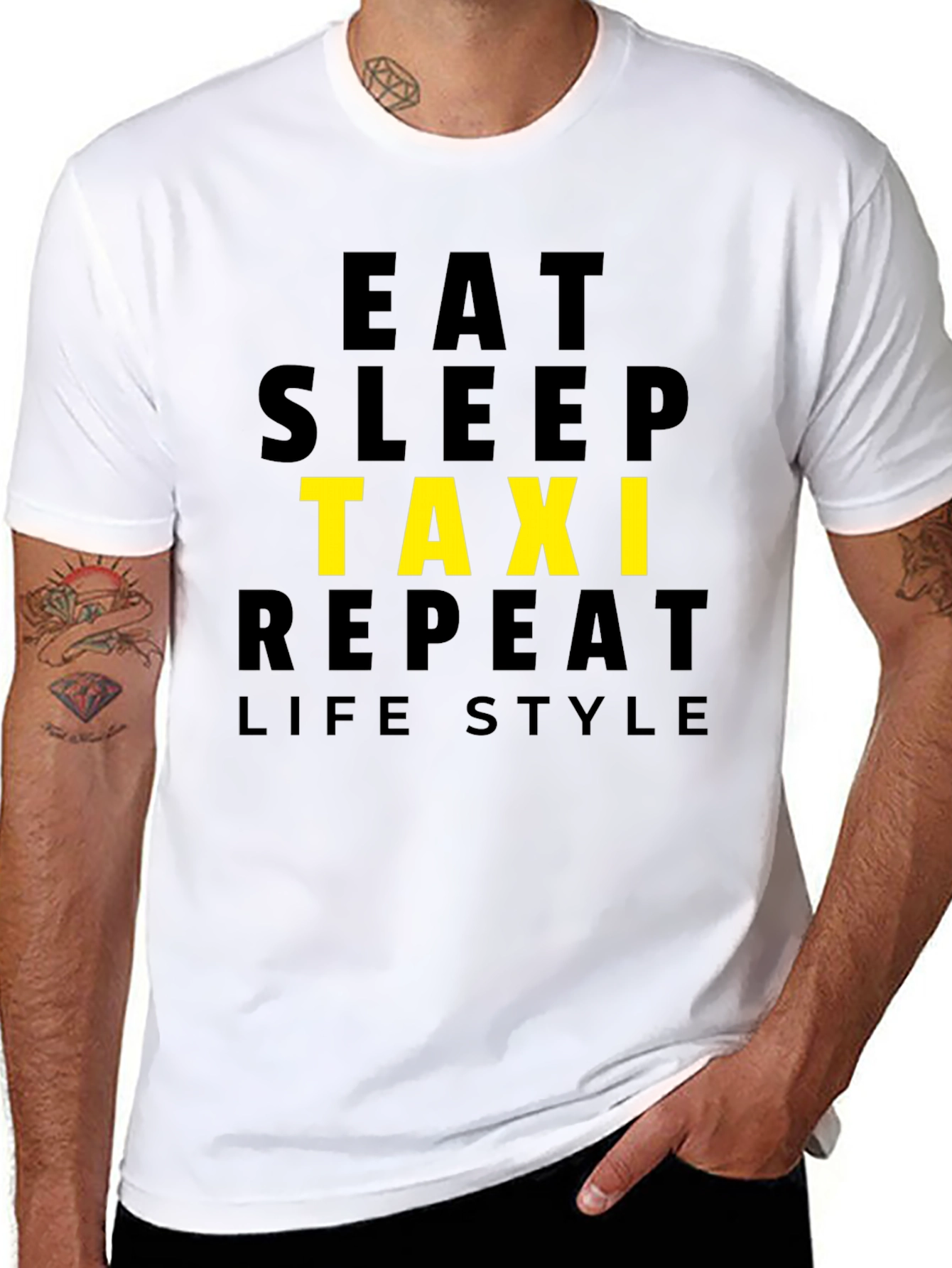 Eat Sleep Taxi Repeat Lifestyle Black T-Shirt
