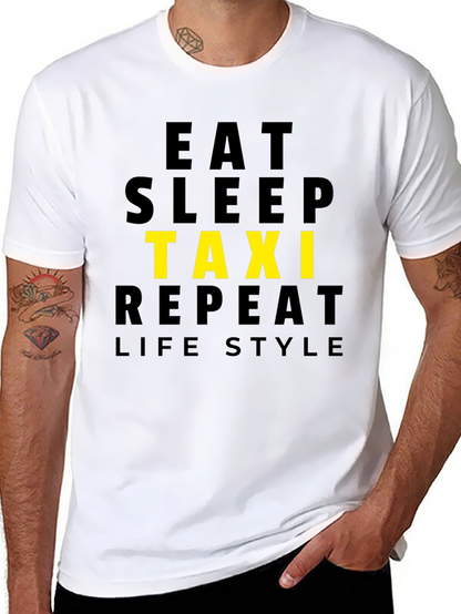 Eat Sleep Taxi Repeat Lifestyle Black T-Shirt