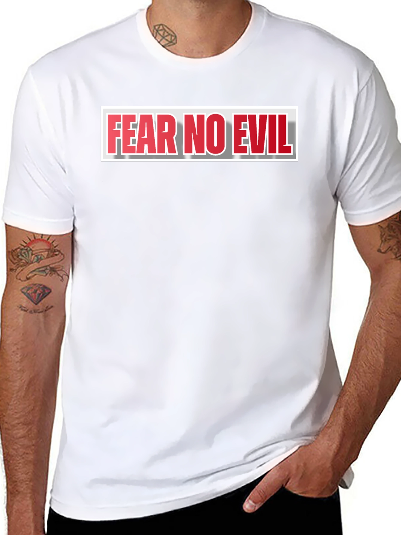 Fear No Evil Graphic Print Black T-Shirt