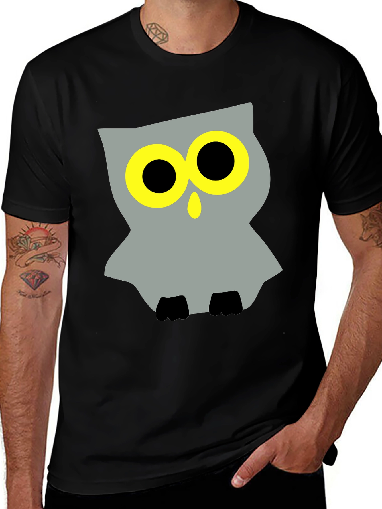 Cool Owl Graphic Black T-Shirt