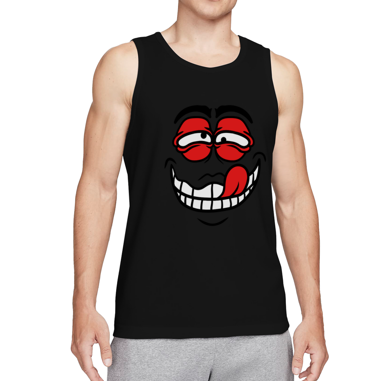 Goofy Grinning Cartoon Face Streetwear Tank Top