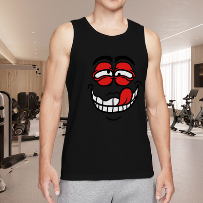 Goofy Grinning Cartoon Face Streetwear Tank Top