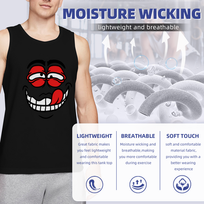Goofy Grinning Cartoon Face Streetwear Tank Top