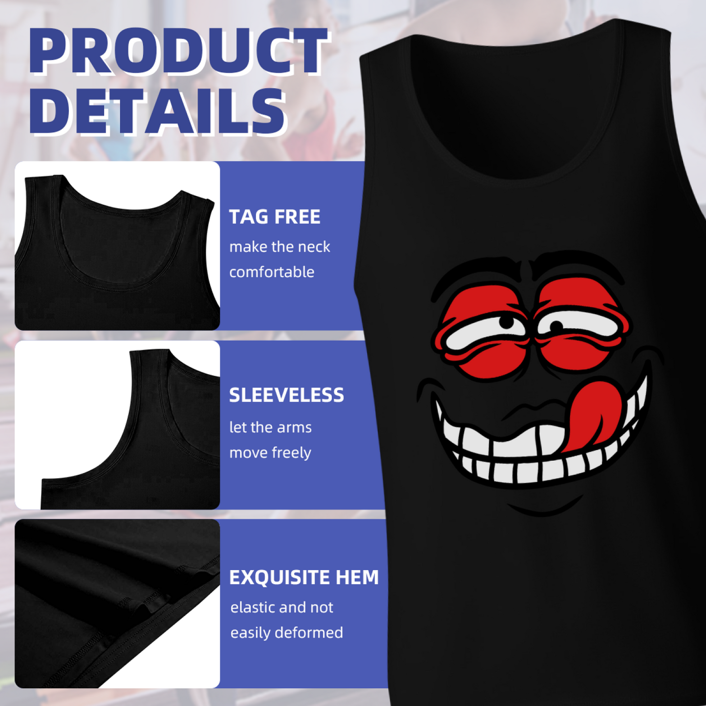 Goofy Grinning Cartoon Face Streetwear Tank Top