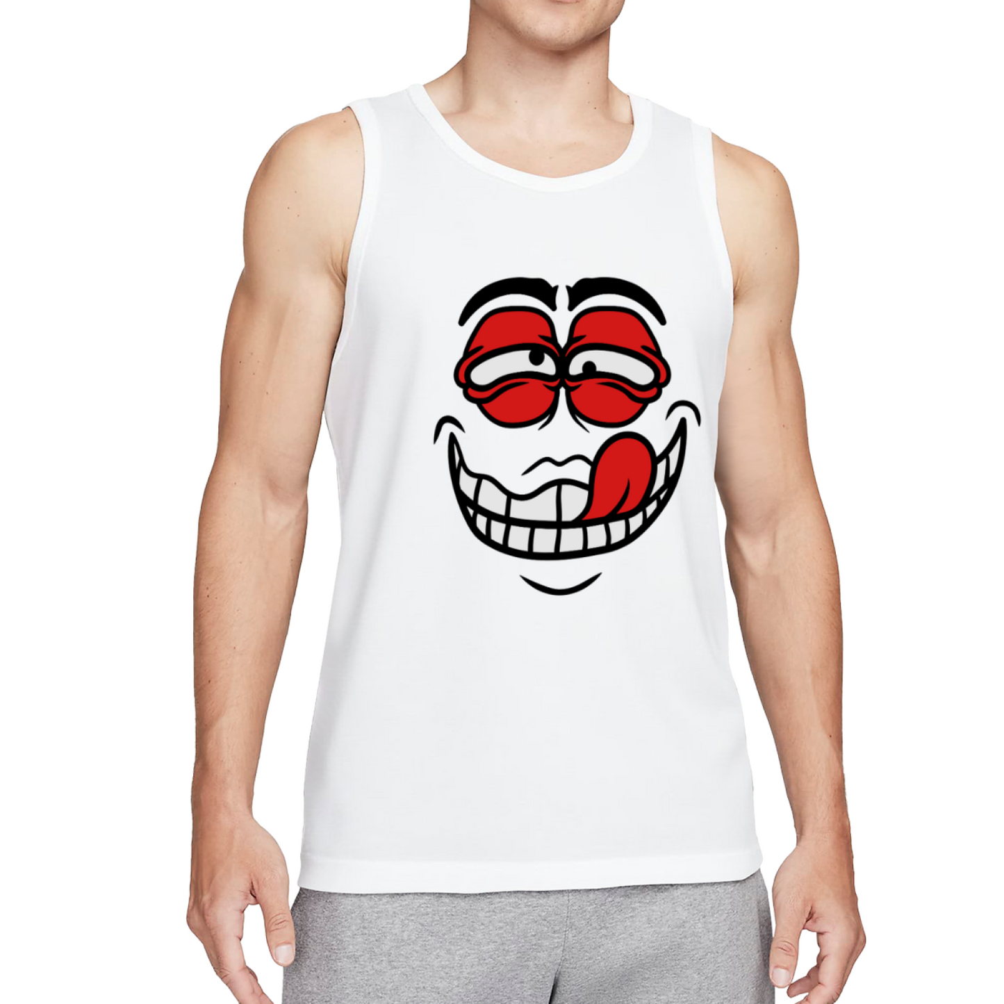 Goofy Grinning Cartoon Face Streetwear Tank Top