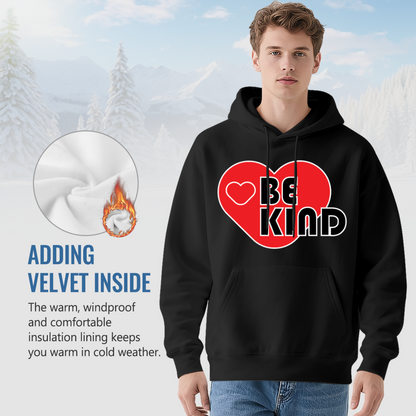 Red Heart BE KIND Positive Graphic Hoodie, Versatile Cozy Style