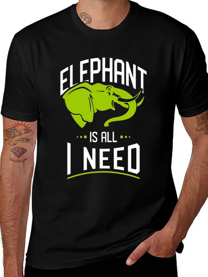 Elephant Is All I Need Black Graphic T-Shirt