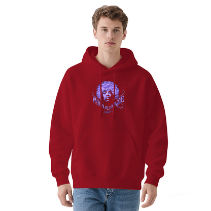 Purple Vintage Portrait White Hoodie, Retro Art Graphic All-Day Comfort Hoodie