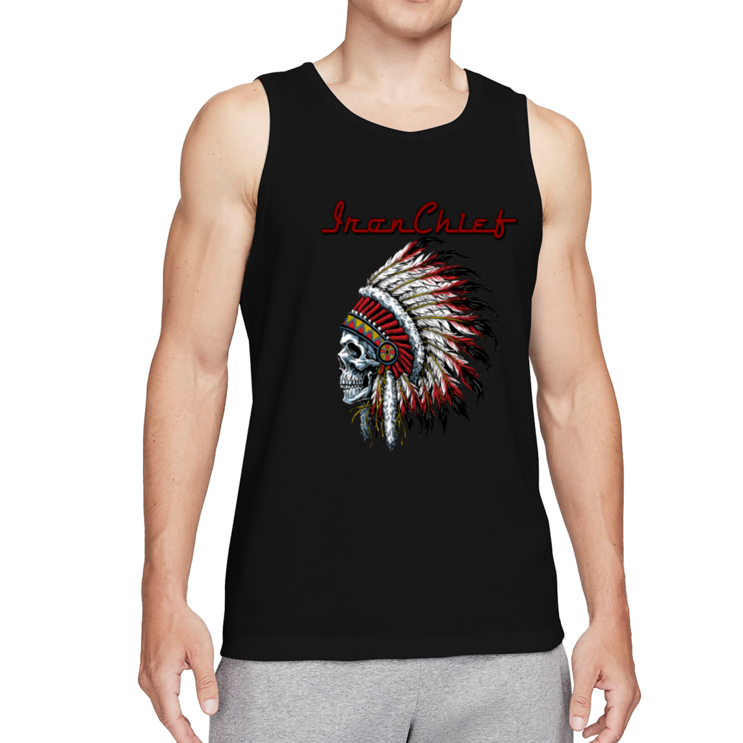 Iron Chief Native American Skull Headdress Tank