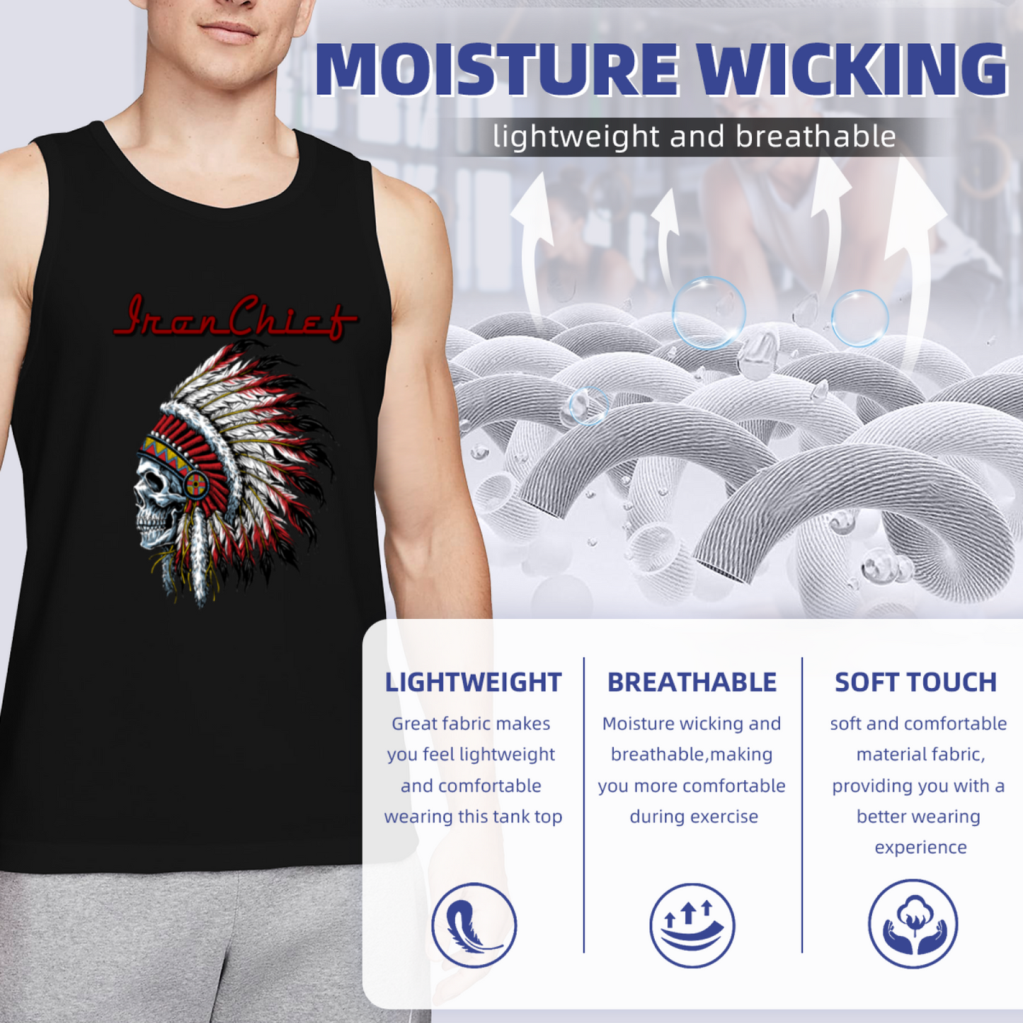 Iron Chief Native American Skull Headdress Tank
