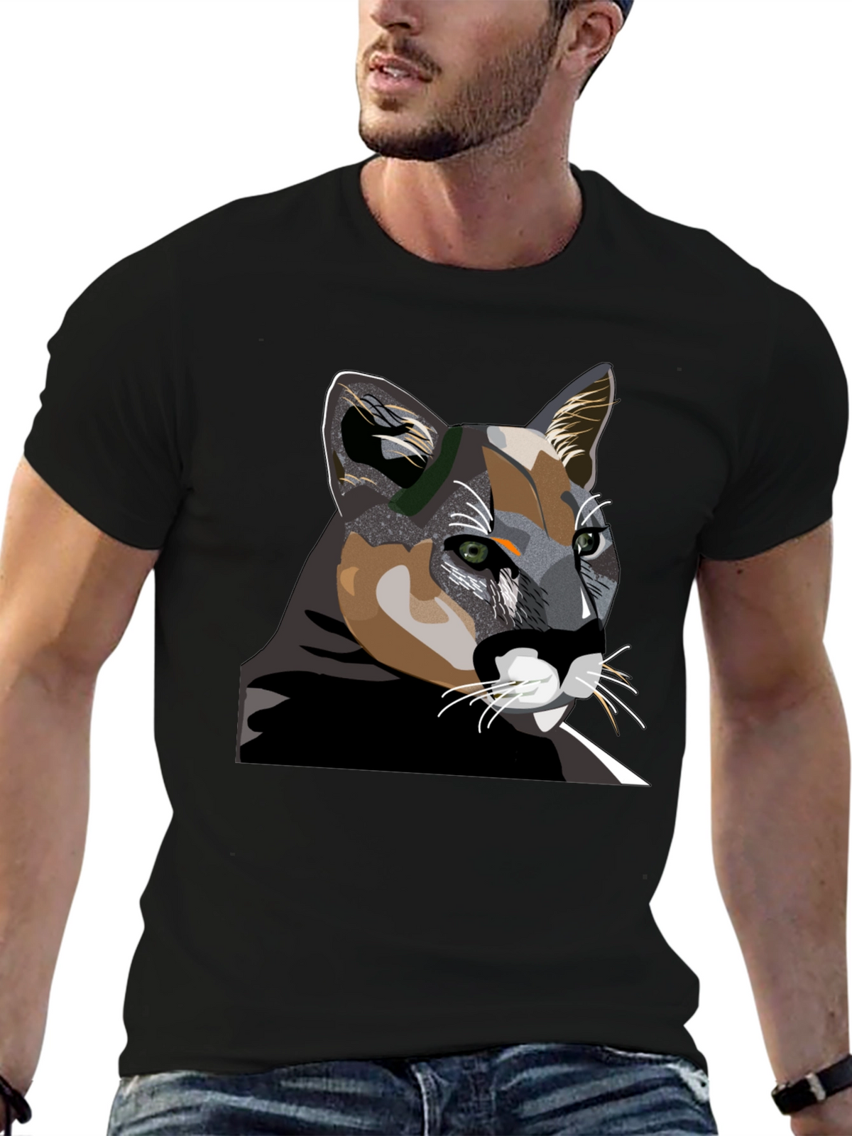 Cool Cat Graphic T-Shirt - Black Cotton Tee