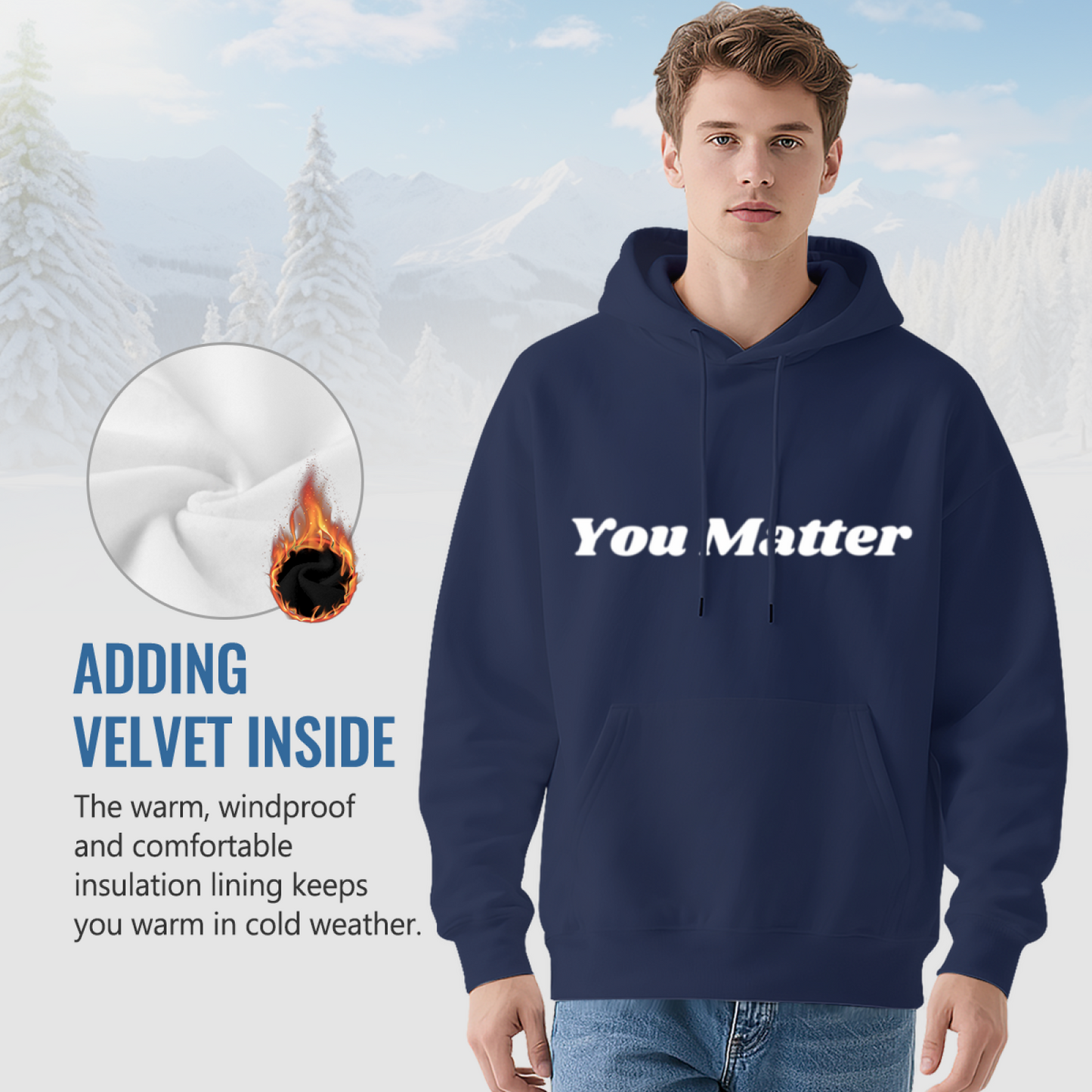 Positive You Matter Slogan Hoodie, Unisex Cozy Hoodie