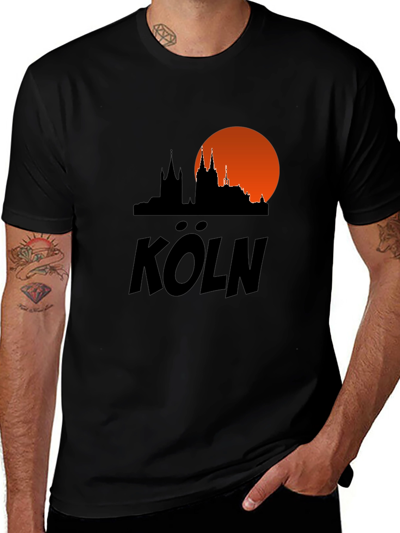 Cologne Skyline T-Shirt - Black Cityscape Tee