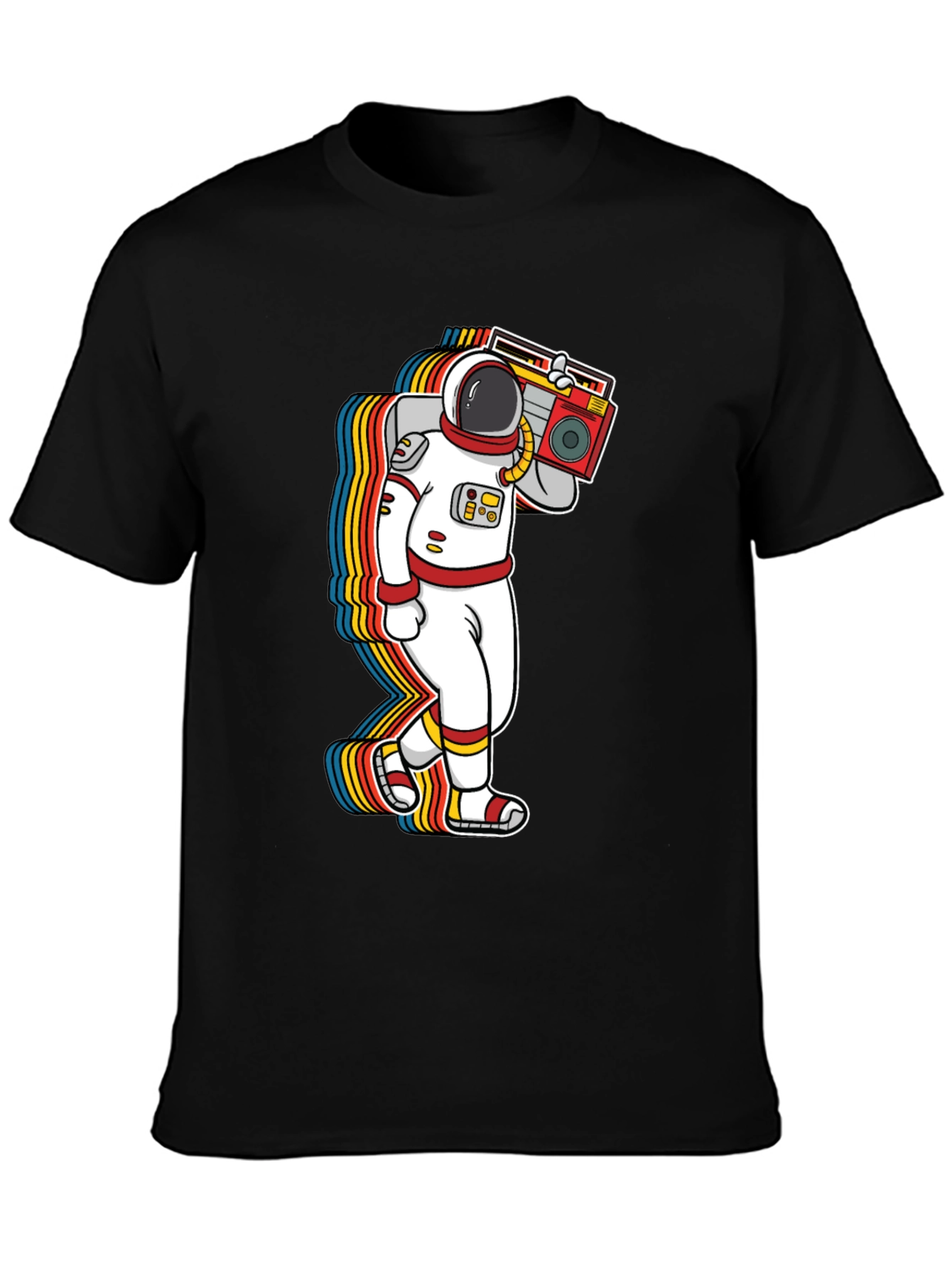 Astronaut Boombox Graphic Tee - Retro Space T-Shirt