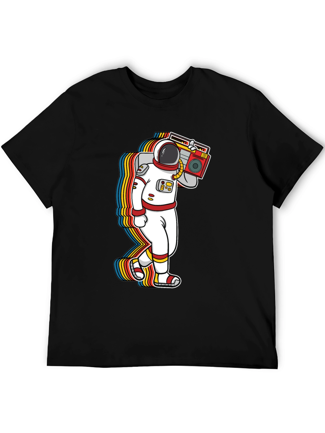 Astronaut Boombox Graphic Tee - Retro Space T-Shirt