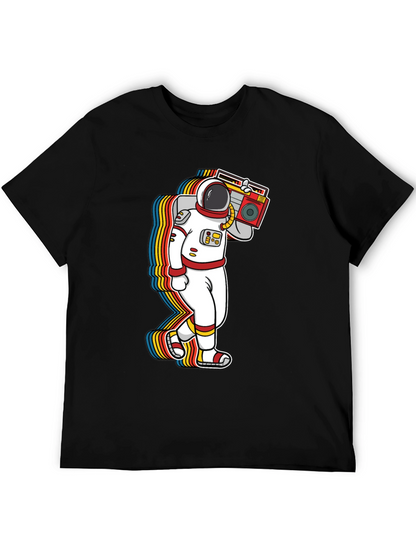 Astronaut Boombox Graphic Tee - Retro Space T-Shirt