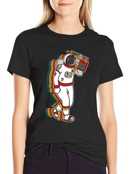 Astronaut Boombox Graphic Tee - Retro Space T-Shirt