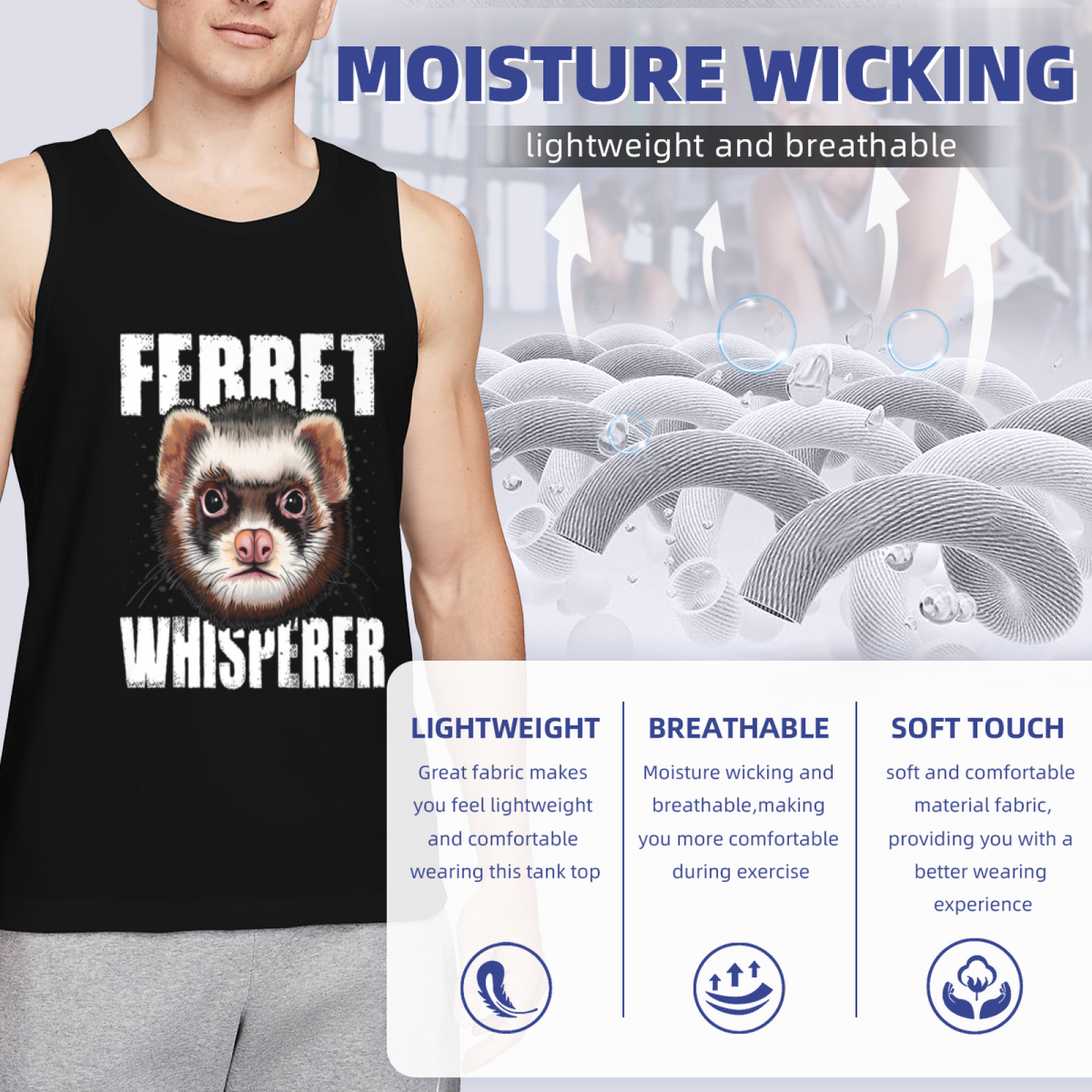 Ferret Whisperer Retro Distressed Ferret Lover Men Tank