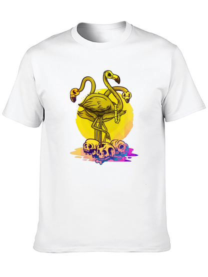 Flamingo Skull Graphic Tee - Mens Black T-Shirt