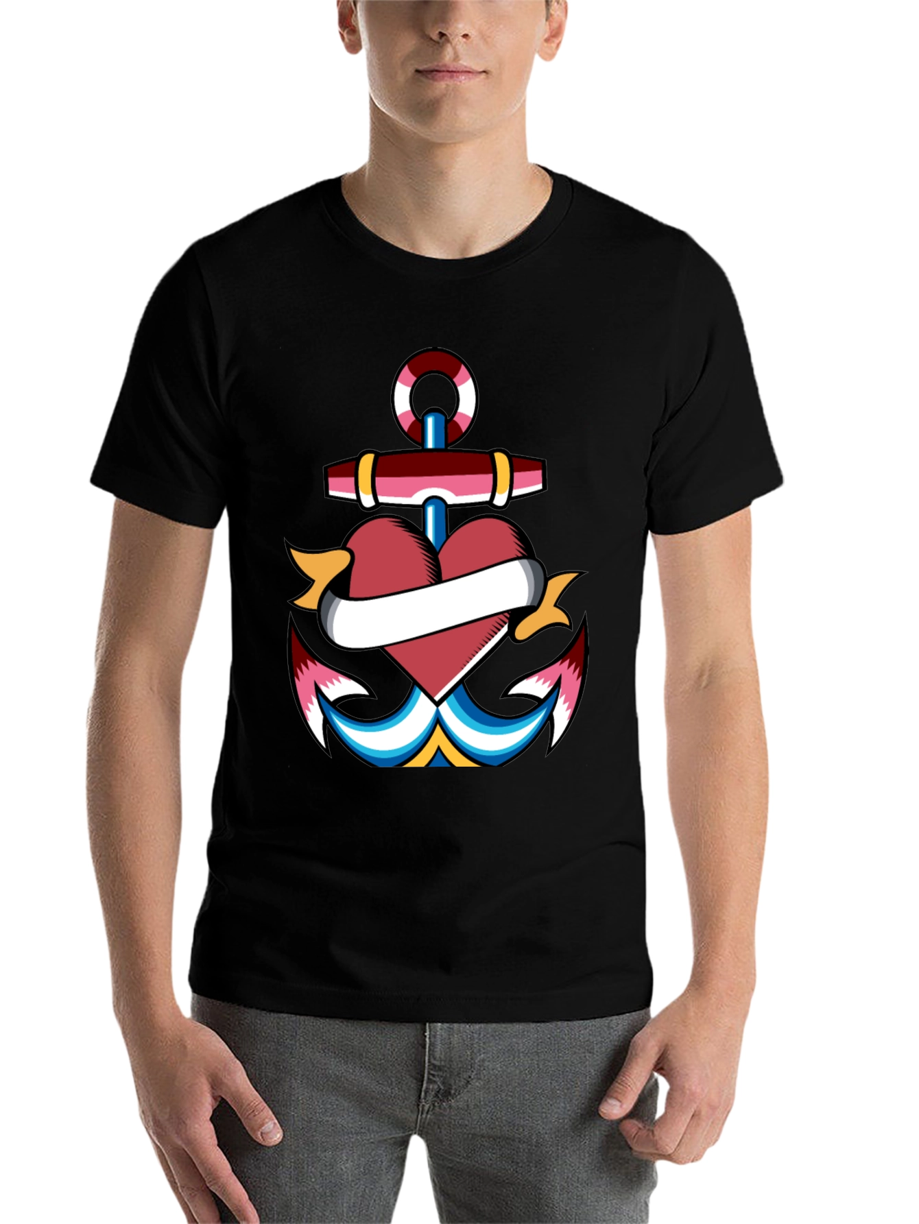 Anchor Heart Tattoo Graphic T-Shirt